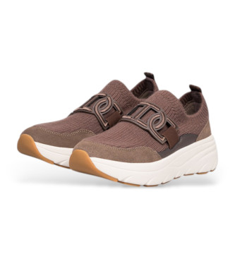 Twinset Running shoes in fabric with chocolate Oval T