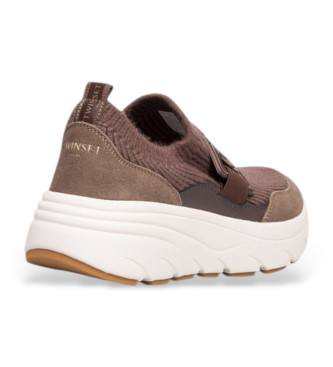 Twinset Running shoes in fabric with chocolate Oval T