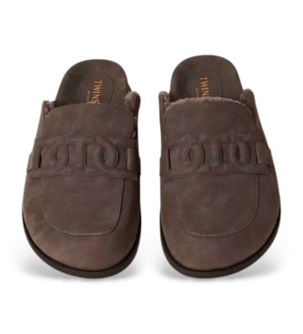 Twinset Brown Sbot clogs