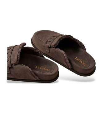 Twinset Brown Sbot clogs