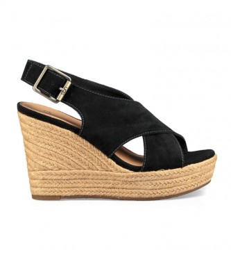 UGG Harlow black leather sandals -Height wedge: 10cm
