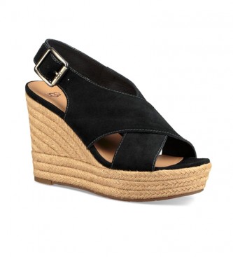 UGG Harlow black leather sandals -Height wedge: 10cm