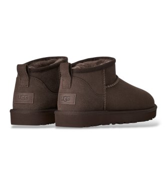 UGG Classic Ultra Mini støvler i skind, chokolade