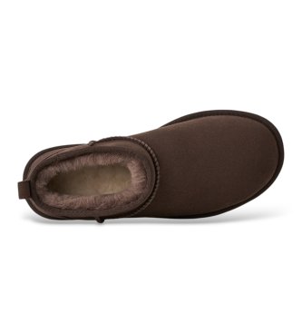 UGG Classic Ultra Mini støvler i skind, chokolade