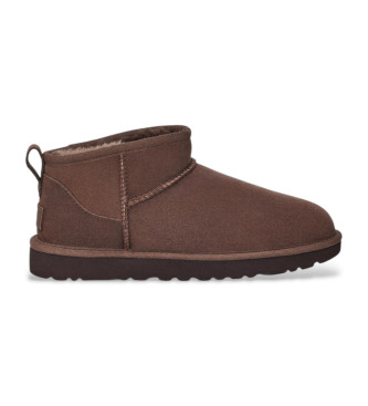 UGG Bottes en cuir marron Classic Ultra Mini