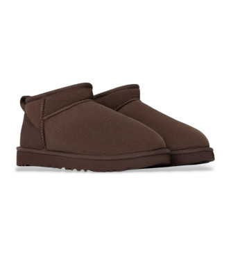 UGG Bottes en cuir marron Classic Ultra Mini