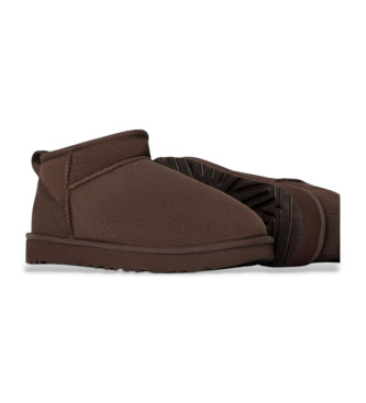 UGG Bottes en cuir marron Classic Ultra Mini