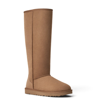 UGG Botas de Pele Classic Ultra Tall castanhas