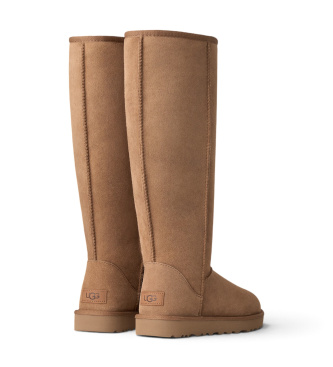 UGG Botas de Pele Classic Ultra Tall castanhas