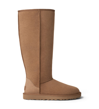 UGG Botas de Pele Classic Ultra Tall castanhas