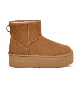 UGG Usnjeni škornji W Classic Mini rjavi