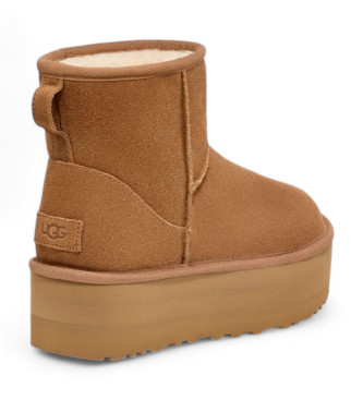 UGG Usnjeni škornji W Classic Mini rjavi