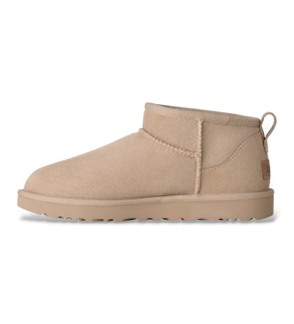 UGG Beige Classic Ultra Mini Stiefeletten aus Leder