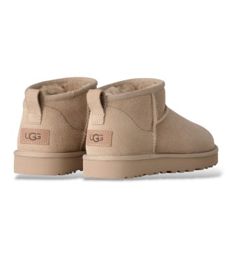 UGG Beige Classic Ultra Mini Stiefeletten aus Leder
