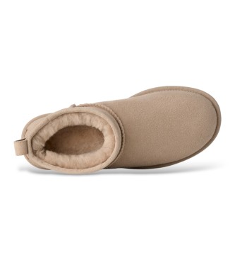 UGG Beige Classic Ultra Mini Stiefeletten aus Leder