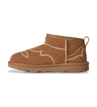 UGG Stivaletti in pelle Classic Ultra Mini Western marrone