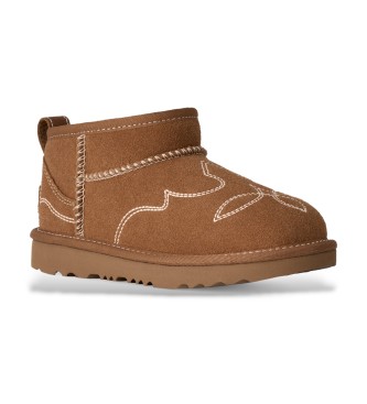 UGG Stivaletti in pelle Classic Ultra Mini Western marrone