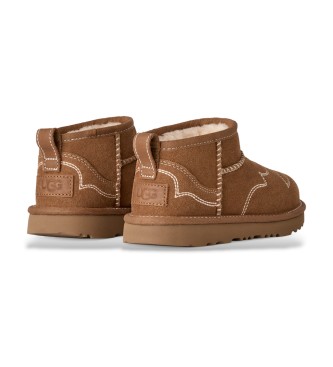 UGG Stivaletti in pelle Classic Ultra Mini Western marrone