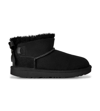 UGG Usnjeni škornji Ultra Mini Bailey Bow, črni