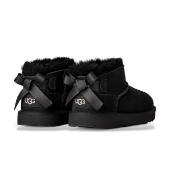 UGG Usnjeni škornji Ultra Mini Bailey Bow, črni