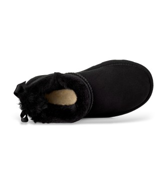 UGG Usnjeni škornji Ultra Mini Bailey Bow, črni