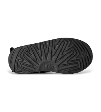 UGG Usnjeni škornji Ultra Mini Bailey Bow, črni
