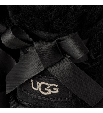 UGG Usnjeni škornji Ultra Mini Bailey Bow, črni