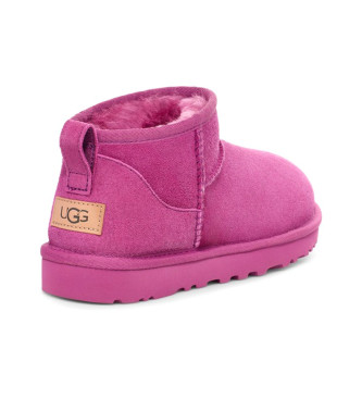 UGG Classic Classic Ultra Mini Leather Ankle Boots rosa