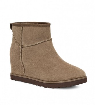 UGG Classic Femme Mini leather ankle boots -taupe Wedge height: 5cm