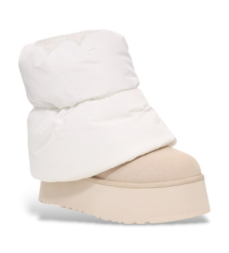 UGG Classic Mini Dipper Puffer leren enkellaarsjes wit