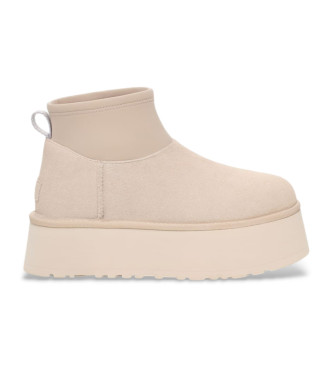 UGG Classic Mini Dipper Puffer usnjeni gležnjarji bele barve