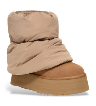 UGG Klassische Mini Dipper Puffer Lederstiefeletten braun