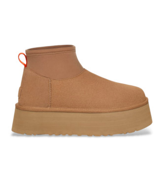 UGG Klassische Mini Dipper Puffer Lederstiefeletten braun