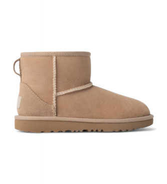 UGG Classic Mini II beige leather ankle boots