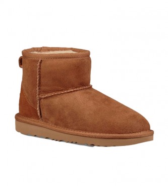 UGG Klassische Mini II braune Lederstiefeletten  