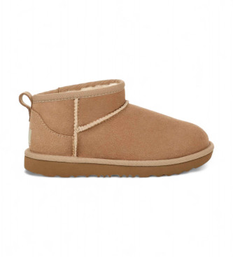 UGG Classic Ultra Mini Leren Enkellaarsjes beige