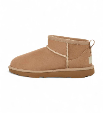 UGG Classic Ultra Mini Leren Enkellaarsjes beige