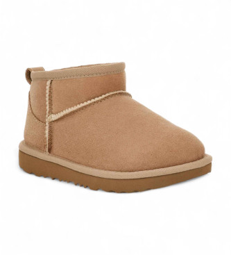 UGG Skórzane buty za kostkę Classic Ultra Mini w kolorze beżowym