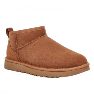 UGG Classic Ultra Mini brown leather ankle boots