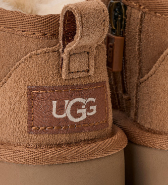 UGG Brown Classic Ultra Mini Leather Ankle Boots