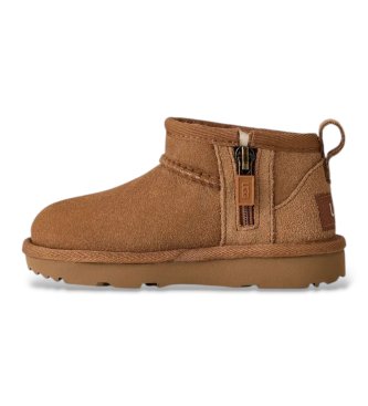 UGG Brune Classic Ultra Mini læderstøvletter