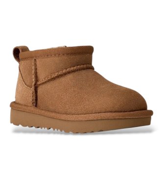 UGG Brune Classic Ultra Mini læderstøvletter