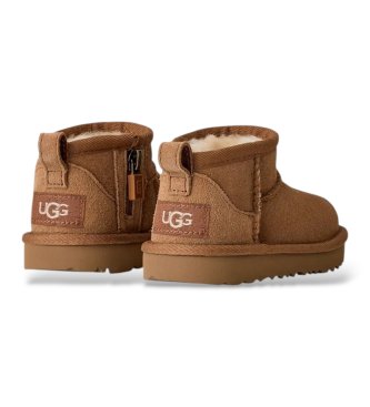 UGG Brune Classic Ultra Mini læderstøvletter