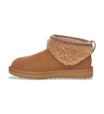 UGG Botines de Piel Classic Ultra Mini Maxi Curly marrn