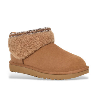 UGG Botines de Piel Classic Ultra Mini Maxi Curly marrn