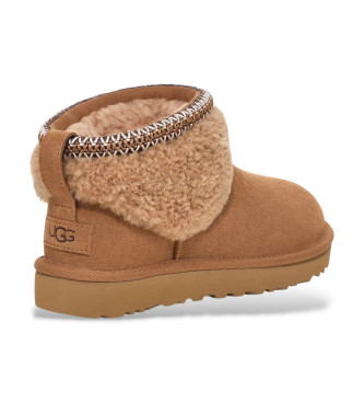 UGG Botines de Piel Classic Ultra Mini Maxi Curly marrn