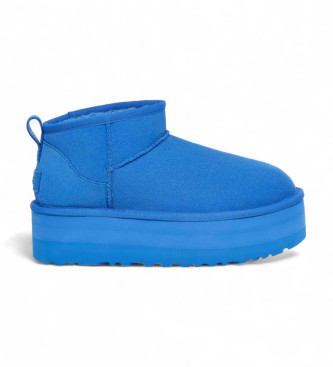 UGG Klassische Ultra Mini Plateau Lederstiefeletten blau