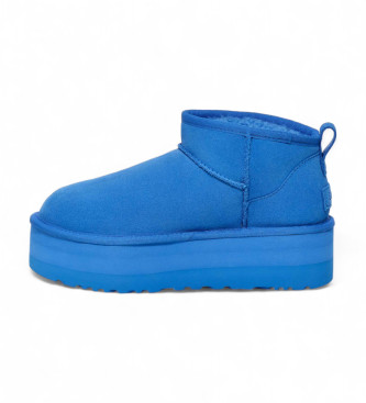 UGG Klassische Ultra Mini Plateau Lederstiefeletten blau