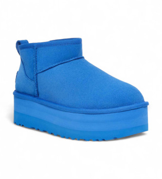 UGG Klassische Ultra Mini Plateau Lederstiefeletten blau