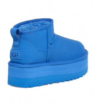 UGG Klassische Ultra Mini Plateau Lederstiefeletten blau